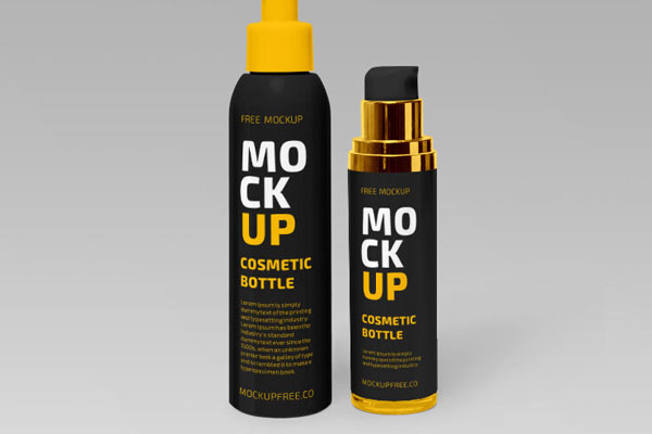 Standing Pump-Top Cosmetic Bottles Mockup FREE PSD