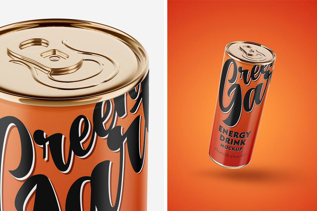 Three Energy Drink Bottles Mockup in Different Views FREE PSD