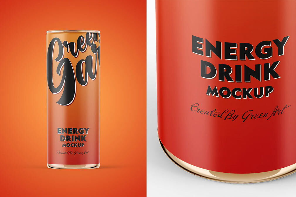 Three Energy Drink Bottles Mockup in Different Views FREE PSD