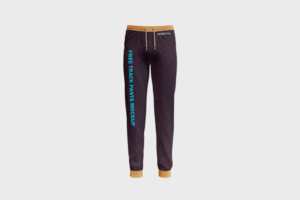 three mockups featuring front back and side views of track pants thumbnail