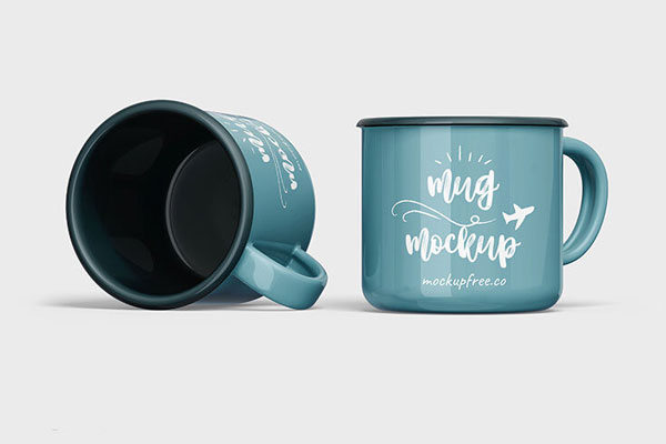 Three Mockups Featuring Front View of Mugs in Various Positions FREE PSD