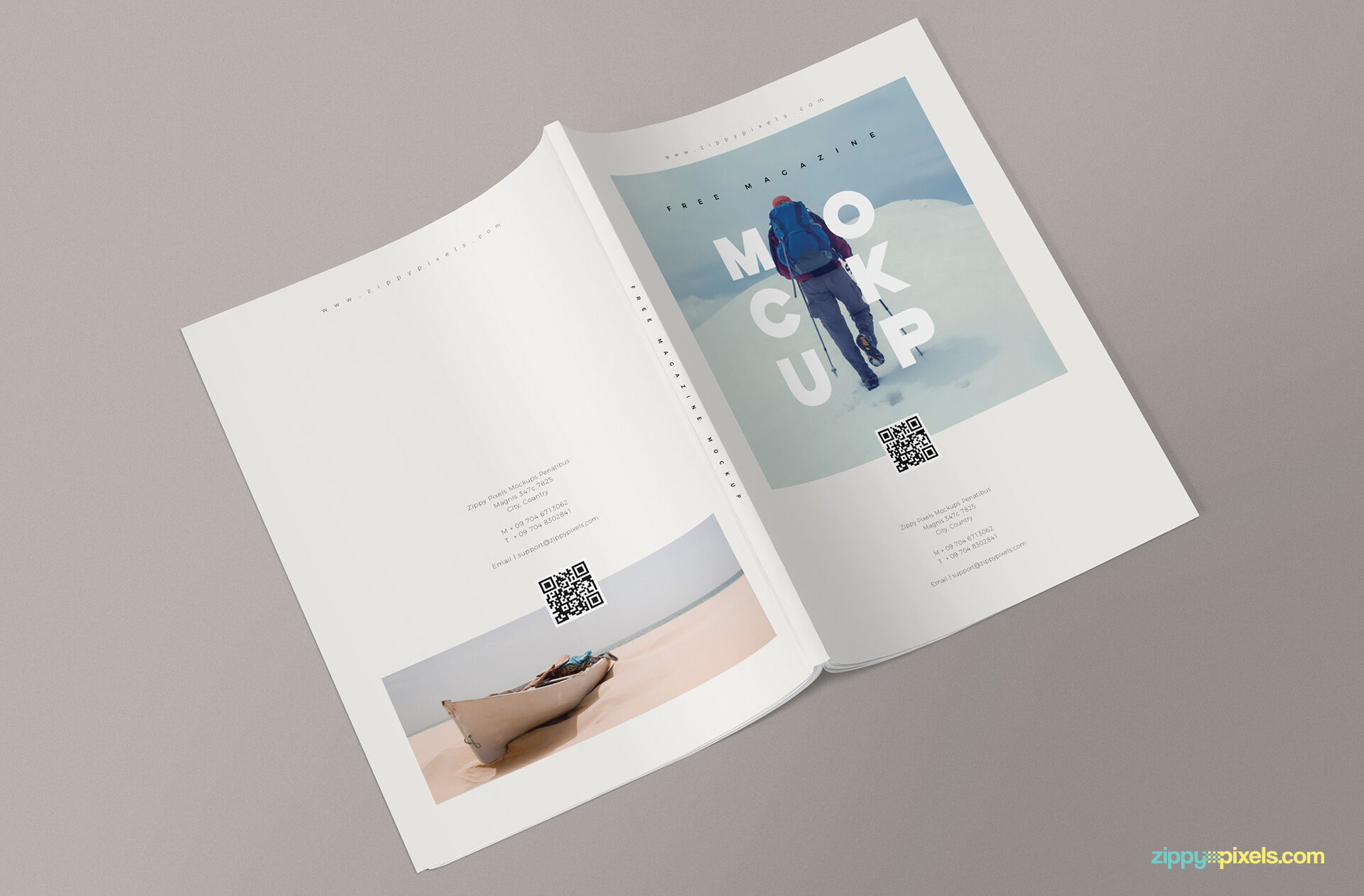 Three Mockups Showing US Letter Size Magazines' Inner Pages and Covers FREE PSD