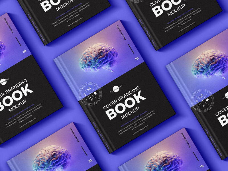 Top View Grid Style Hard Cover Book Mockup FREE PSD