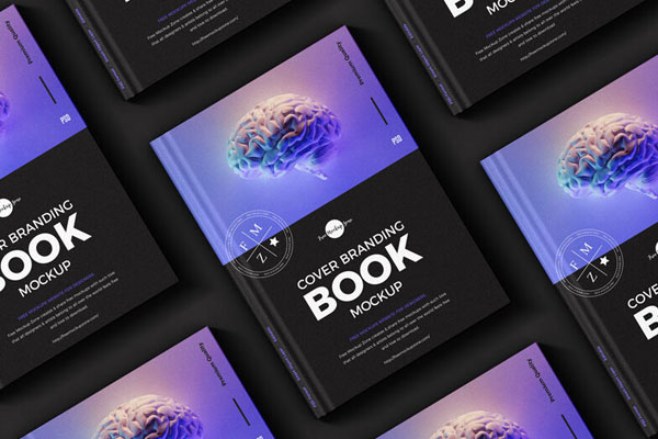 Top View Grid Style Hard Cover Book Mockup FREE PSD