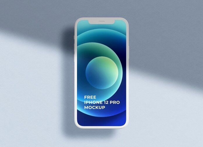 Top View iPhone 12 Pro on Floor Mockup with Shadows FREE PSD