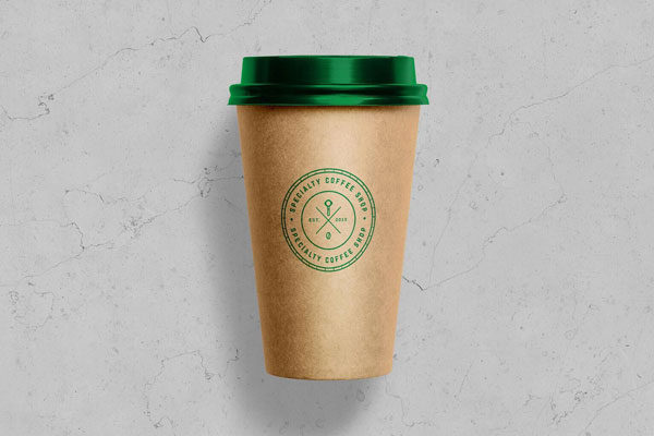 Top View Kraft Paper Coffee Cup on Marble Mockup FREE PSD