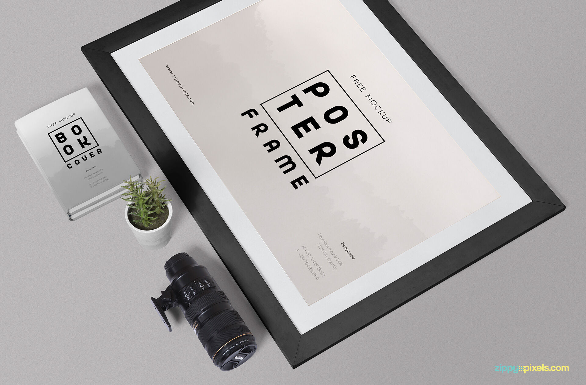 Top View of a Framed Poster Mockup FREE PSD