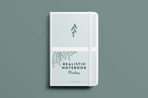 Top View of a Notebook with Curved Edges Mockup FREE PSD