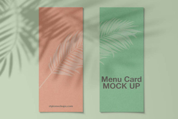 Top View of Two Realistic Menu Card Mockup With Leafy Shadows FREE PSD