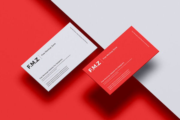 Top View Two Hovering Business Cards Branding Mockup FREE PSD