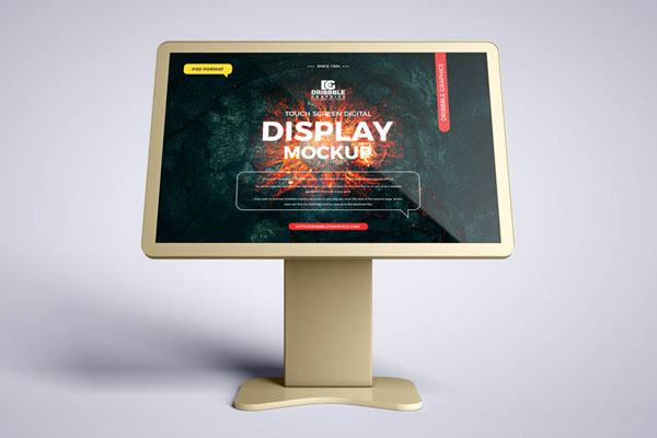 Touch-Screen Digital Display Mockup in the Front View FREE PSD