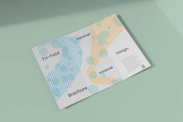 Tri-Fold Brochure Mockup Laid in Perspective FREE PSD