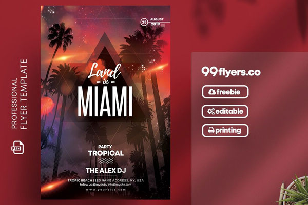 Tropical Club Events and Party Flyer Template FREE PSD