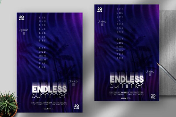 Tropical Modern Summer Party Flyer Template FREE PSD