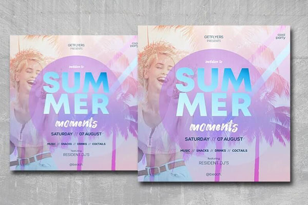 Tropical Summer Moments Instagram Post Template FREE PSD