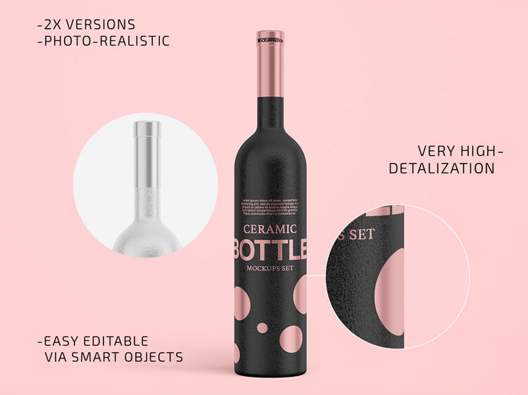 Two Ceramic Bottle with Simple Mockups FREE PSD