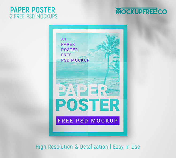 Two Mockups of a Paper Poster in Different Positions FREE PSD