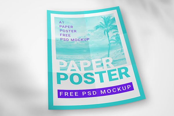 Two Mockups of a Paper Poster in Different Positions FREE PSD