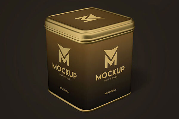 Two Mockups Showing Front View of Two Metallic Tea Packages FREE PSD