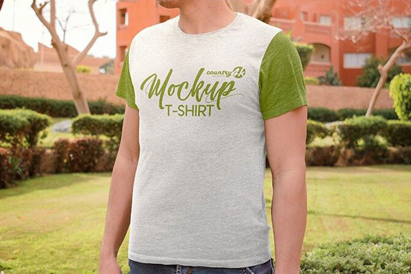 Two Mockups Showing Man Model Wearing T-shirt Back and Front View FREE PSD