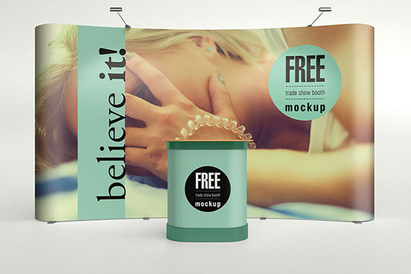 Two Mockups with Different Views of a Trade Show Booth FREE PSD