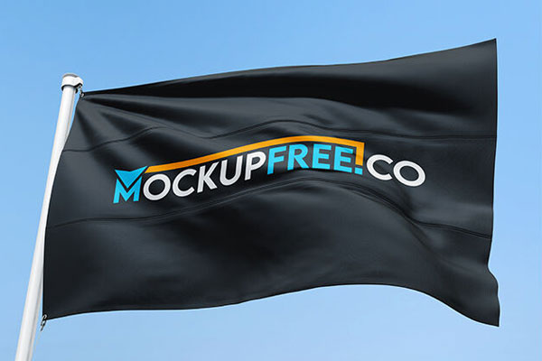 Two Simple Flag in the Wind on a Pole Mockups FREE PSD