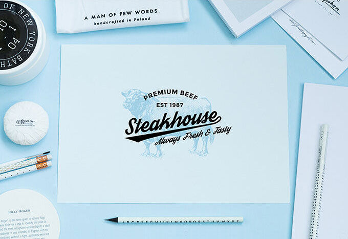 Two Stationery Scene Generator Mockups in Top View FREE PSD
