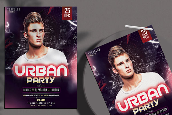 Urban Club Events and Party Flyer Template FREE PSD