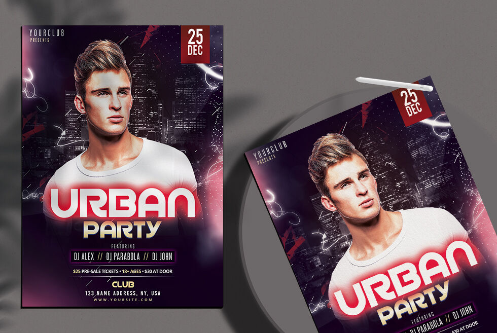 Urban DJ Club Events and Party Flyer Template Free Download | Resource Boy