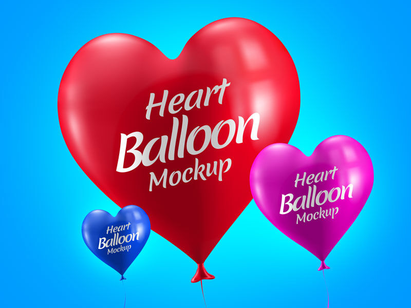 Valentine's Day Heart Balloons Mockup FREE PSD