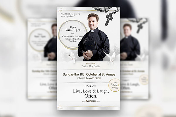 White, 3D Church Event Flyer Template FREE PSD