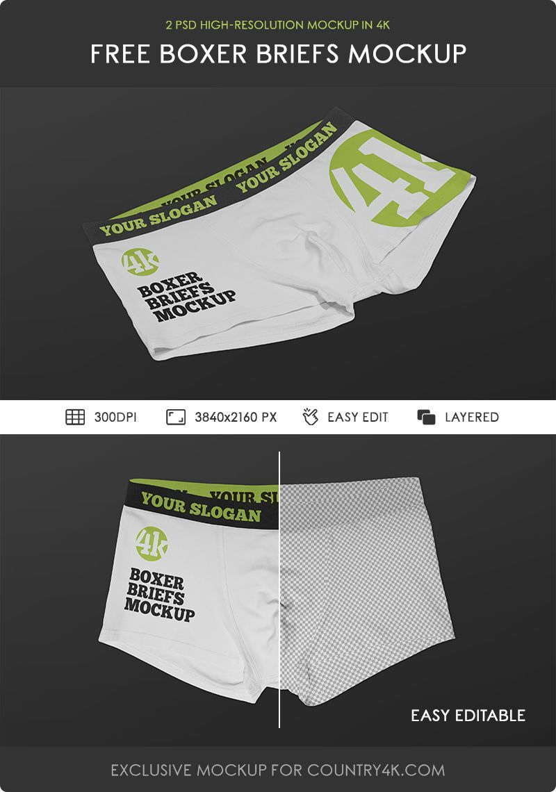 2 Mockups of Boxer Briefs Laid on the Surface in Different Angles (FREE) -  Resource Boy