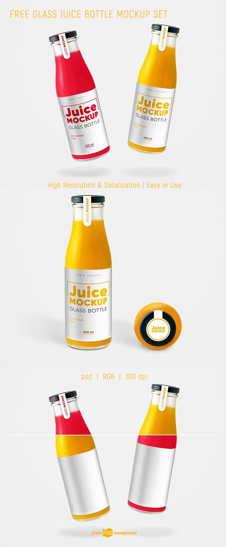 Orange Smoothie Bottle Mockup - Free Download Images High Quality