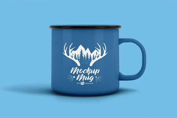 3 Enamel Mug Mockups in Different Views and Positions FREE PSD