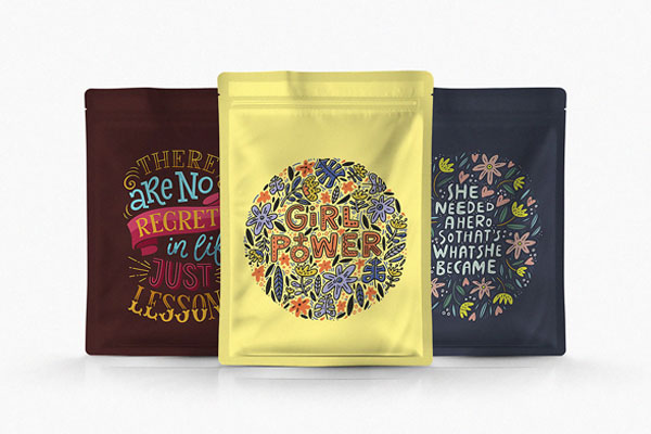 3 Front View Mockups Featuring Pouch Packages in Plain Setting FREE PSD