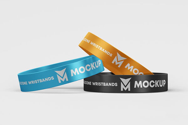 3 Mockups Featuring Different Numbers of Wristbands in Different Views FREE PSD