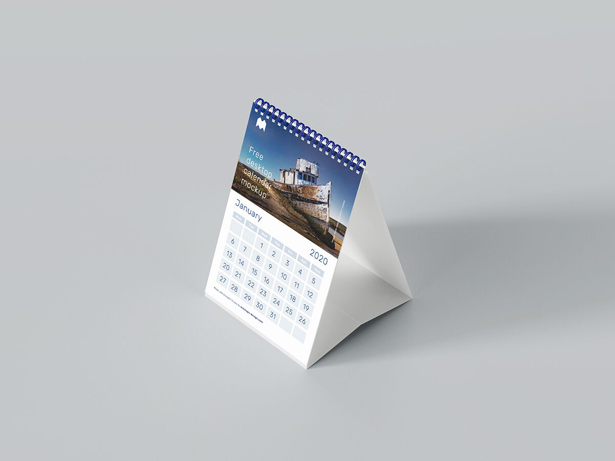 3 Mockups of A5 Desk Calendar in Different Shots FREE PSD