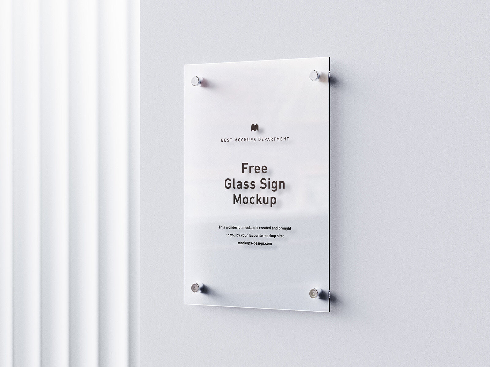 3 Mockups of Rectangular, Glass Signage Hung on the Wall in Different Angles FREE PSD