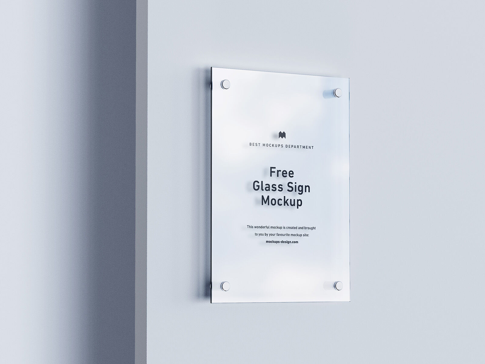3 Mockups of Rectangular, Glass Signage Hung on the Wall in Different Angles FREE PSD