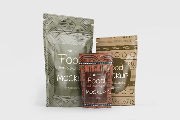 3 Mockups of Stand-Up Pouches in the Front View FREE PSD
