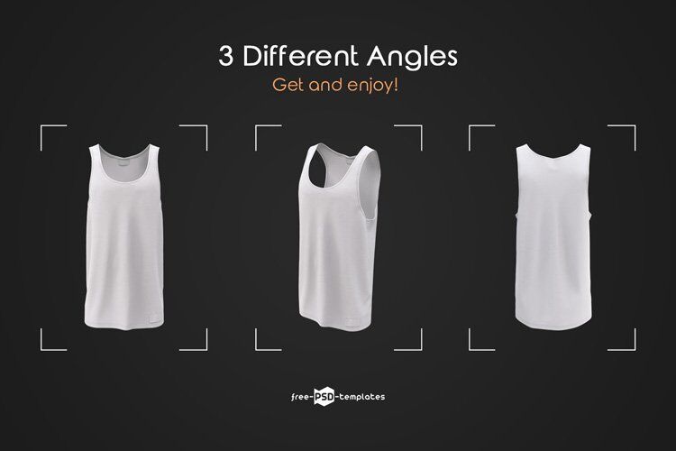 3 Mockups of the Front View of Men's Tank Top T-Shirts FREE PSD
