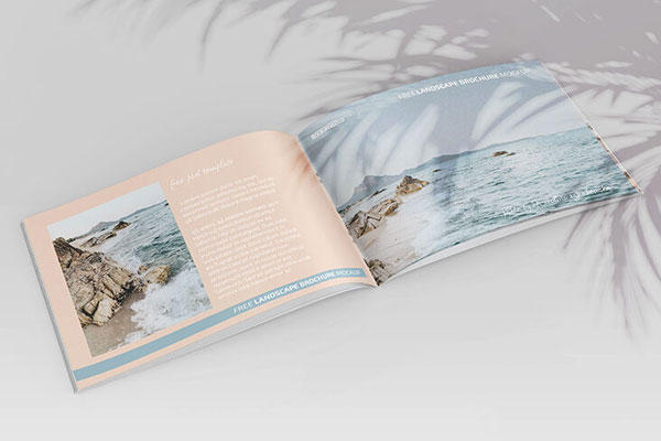 3 Perspective View Mockups Featuring Landscape Brochures in Different Positions FREE PSD