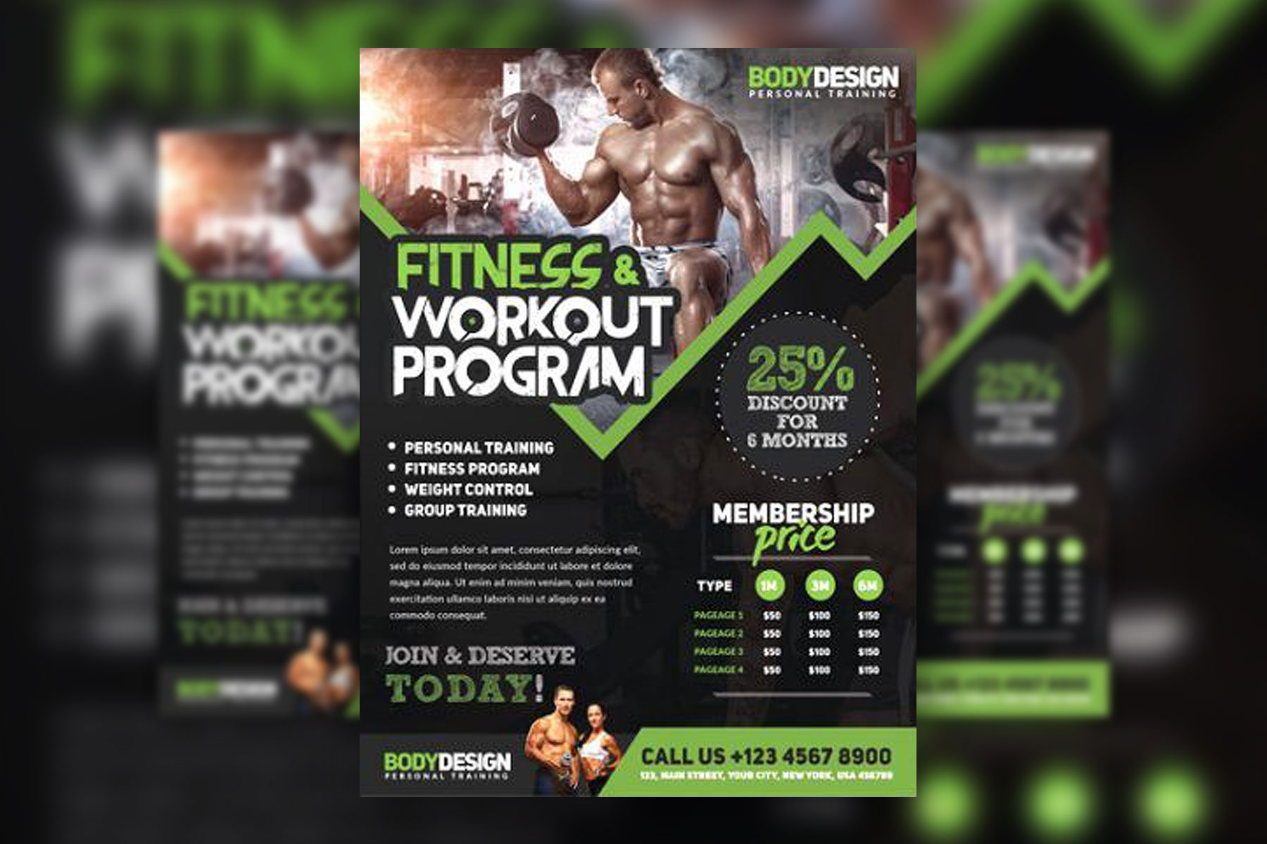Free Simple High Intensity Training Gym Flyer template