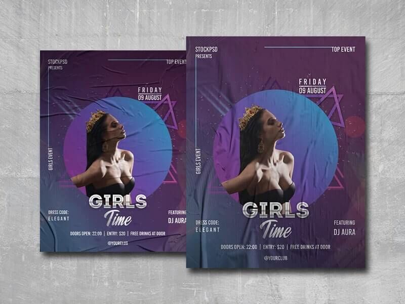 Abstract Gradient Girls' Party Flyer Template FREE PSD
