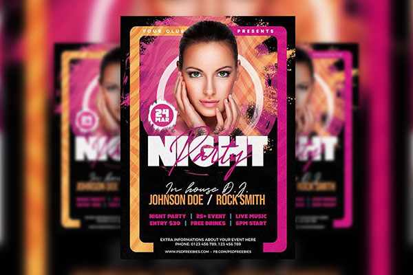 Abstract Night Music Party Flyer Template FREE PSD