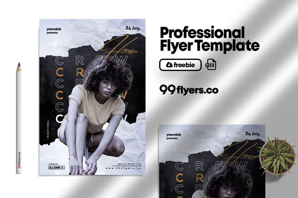 Black and White Club Flyer Template FREE PSD
