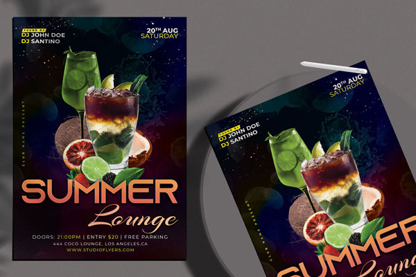Black Glitter Summer Party Flyer Template FREE PSD