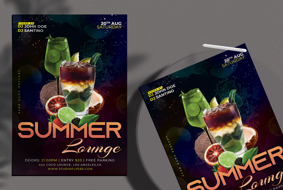 Black Glitter Summer Party Flyer Template FREE PSD