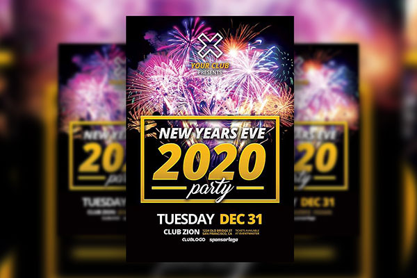 Black, Golden Festive New Year's Eve Party Flyer Template (FREE ...