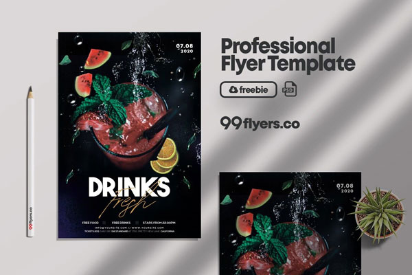 Black Modern Cocktails Party Flyer Template Free Download | Resource Boy